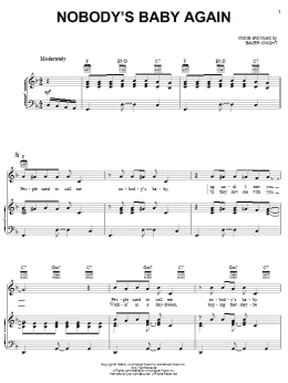page one of Nobody's Baby Again (Piano, Vocal & Guitar Chords (Right-Hand Melody))