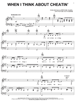 page one of When I Think About Cheatin' (Piano, Vocal & Guitar Chords (Right-Hand Melody))