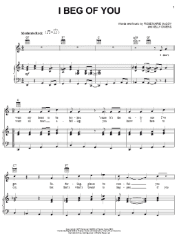 page one of I Beg Of You (Piano, Vocal & Guitar Chords (Right-Hand Melody))