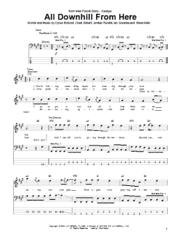 page one of All Downhill From Here (Bass Guitar Tab)