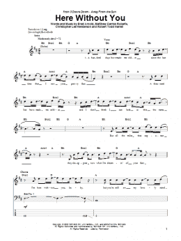 page one of Here Without You (Bass Guitar Tab)
