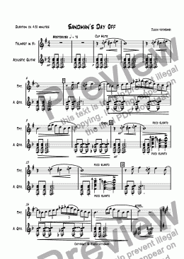 page one of Sandman´s Day Off (for Trumpet & Guitar)
