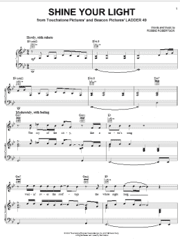 page one of Shine Your Light (Piano, Vocal & Guitar Chords (Right-Hand Melody))