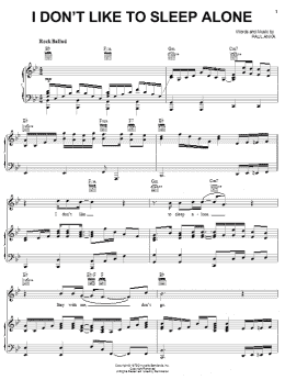 page one of I Don't Like To Sleep Alone (Piano, Vocal & Guitar Chords (Right-Hand Melody))