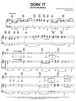 page one of Doin' It (All For My Baby) (Piano, Vocal & Guitar Chords (Right-Hand Melody))