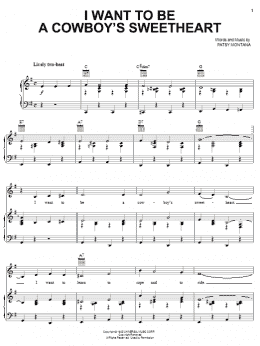 page one of I Want To Be A Cowboy's Sweetheart (Piano, Vocal & Guitar Chords (Right-Hand Melody))