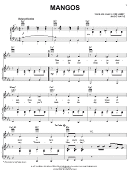 page one of Mangos (Piano, Vocal & Guitar Chords (Right-Hand Melody))