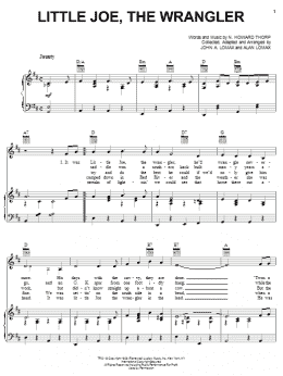 page one of Little Joe, The Wrangler (Piano, Vocal & Guitar Chords (Right-Hand Melody))