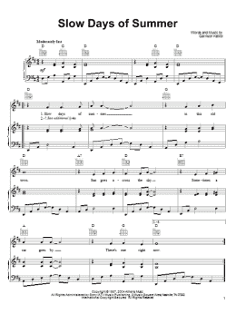 page one of Slow Days Of Summer (Piano, Vocal & Guitar Chords (Right-Hand Melody))