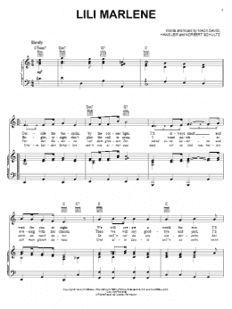 page one of Lili Marlene (Piano, Vocal & Guitar Chords (Right-Hand Melody))