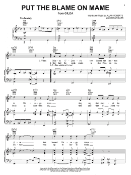page one of Put The Blame On Mame (Piano, Vocal & Guitar Chords (Right-Hand Melody))