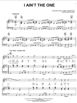 page one of I Ain't The One (Piano, Vocal & Guitar Chords (Right-Hand Melody))
