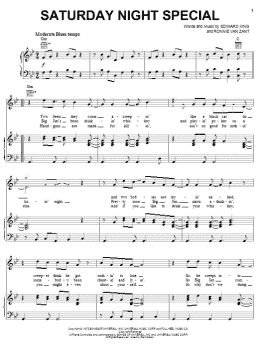 page one of Saturday Night Special (Piano, Vocal & Guitar Chords (Right-Hand Melody))