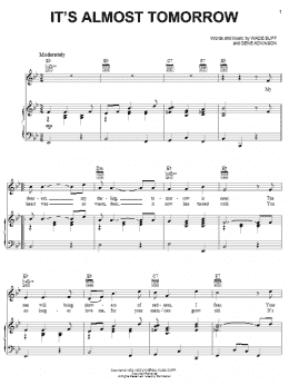 page one of It's Almost Tomorrow (Piano, Vocal & Guitar Chords (Right-Hand Melody))