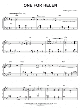 page one of One For Helen (Piano Solo)