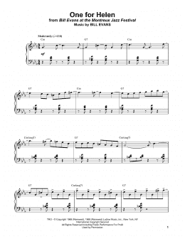 page one of One For Helen (Piano Solo)