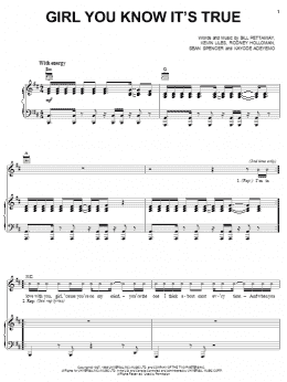 page one of Girl You Know It's True (Piano, Vocal & Guitar Chords (Right-Hand Melody))