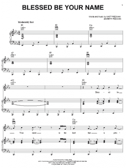 page one of Blessed Be Your Name (Piano, Vocal & Guitar Chords (Right-Hand Melody))