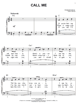page one of Call Me (Easy Piano)