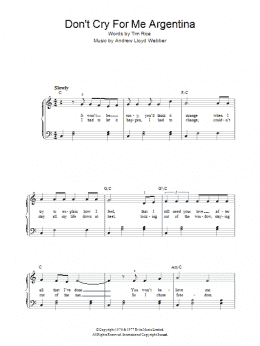 page one of Don't Cry For Me Argentina (Verse Only) (Easy Piano)