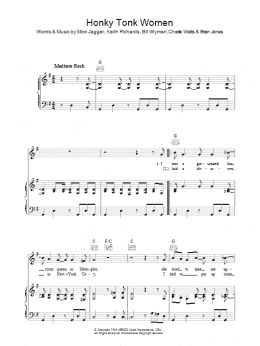 page one of Honky Tonk Women (Piano, Vocal & Guitar Chords)