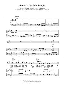 page one of Blame It On The Boogie (Piano, Vocal & Guitar Chords)