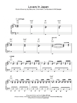 page one of Lovers In Japan (Piano, Vocal & Guitar Chords)