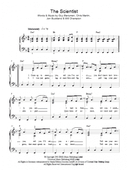 page one of The Scientist (Easy Piano)