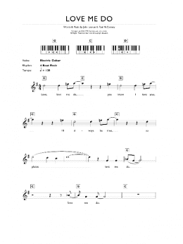 page one of Love Me Do (Piano Chords/Lyrics)