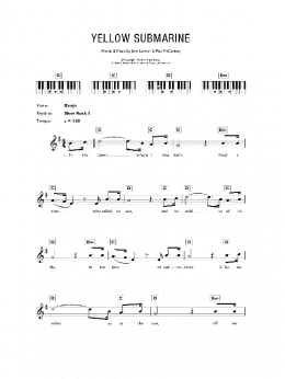 page one of Yellow Submarine (Piano Chords/Lyrics)