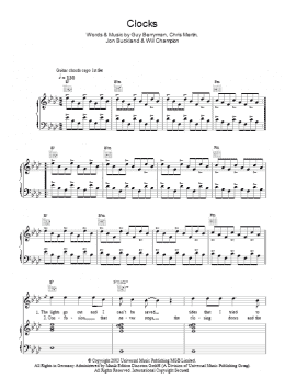 page one of Clocks (Piano, Vocal & Guitar Chords)