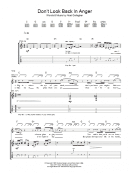 page one of Don't Look Back In Anger (Guitar Tab)