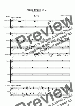 page one of Mozart Mass in C (K220)-Download Orchestral Score Sheet Music