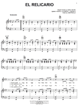 page one of El Relicario (Shrine Of Love) (Piano, Vocal & Guitar Chords (Right-Hand Melody))