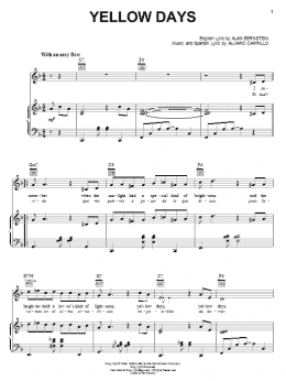 page one of Yellow Days (Piano, Vocal & Guitar Chords (Right-Hand Melody))