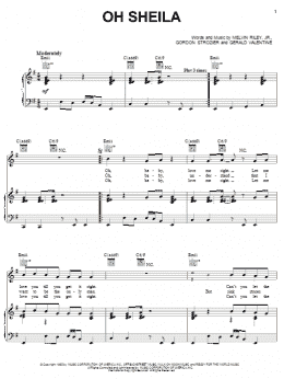 page one of Oh Sheila (Piano, Vocal & Guitar Chords (Right-Hand Melody))