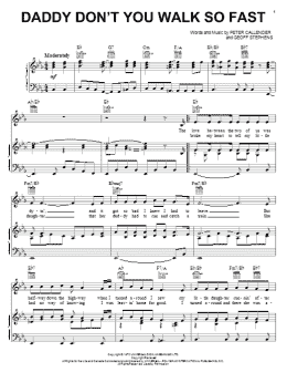 page one of Daddy Don't You Walk So Fast (Piano, Vocal & Guitar Chords (Right-Hand Melody))
