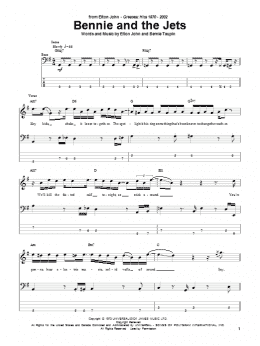 page one of Bennie And The Jets (Bass Guitar Tab)