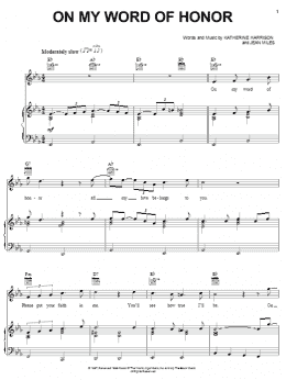 page one of On My Word Of Honor (Piano, Vocal & Guitar Chords (Right-Hand Melody))