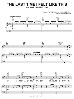 page one of The Last Time I Felt Like This (Piano, Vocal & Guitar Chords (Right-Hand Melody))