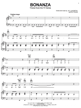page one of Bonanza (Piano, Vocal & Guitar Chords (Right-Hand Melody))