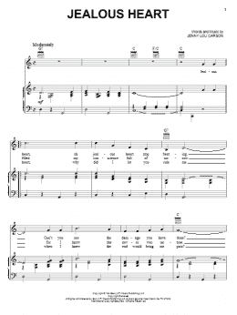 page one of Jealous Heart (Piano, Vocal & Guitar Chords (Right-Hand Melody))