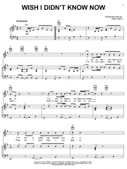 page one of Wish I Didn't Know Now (Piano, Vocal & Guitar Chords (Right-Hand Melody))