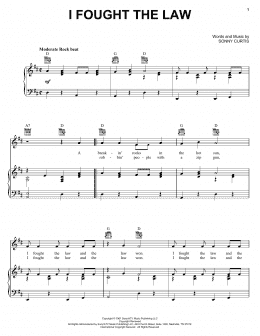 page one of I Fought The Law (Piano, Vocal & Guitar Chords (Right-Hand Melody))