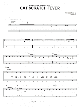 page one of Cat Scratch Fever (Bass Guitar Tab)