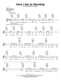 page one of Here I Am To Worship (Easy Guitar)