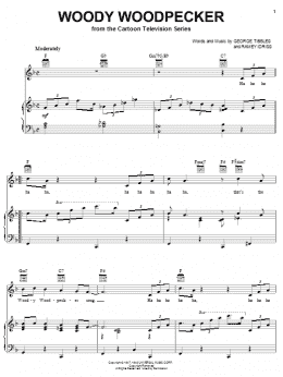 page one of Woody Woodpecker (Piano, Vocal & Guitar Chords (Right-Hand Melody))
