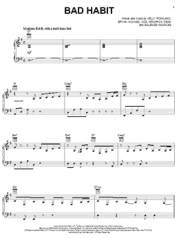 page one of Bad Habit (Piano, Vocal & Guitar Chords (Right-Hand Melody))