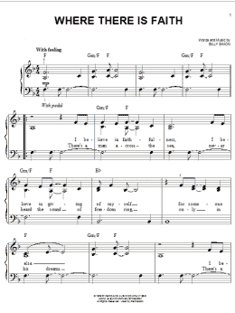 page one of Where There Is Faith (Easy Piano)