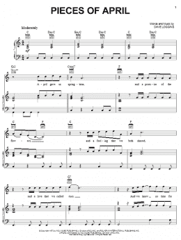 page one of Pieces Of April (Piano, Vocal & Guitar Chords (Right-Hand Melody))